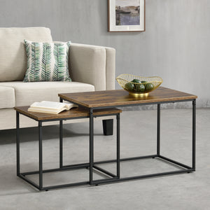 Conjunto de mesa de centro Härnösand 2 piezas tono de madera oscura [en.casa]