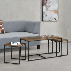 Conjunto de mesa Haparanda 3 piezas Tono oscuro de madera [en.casa]