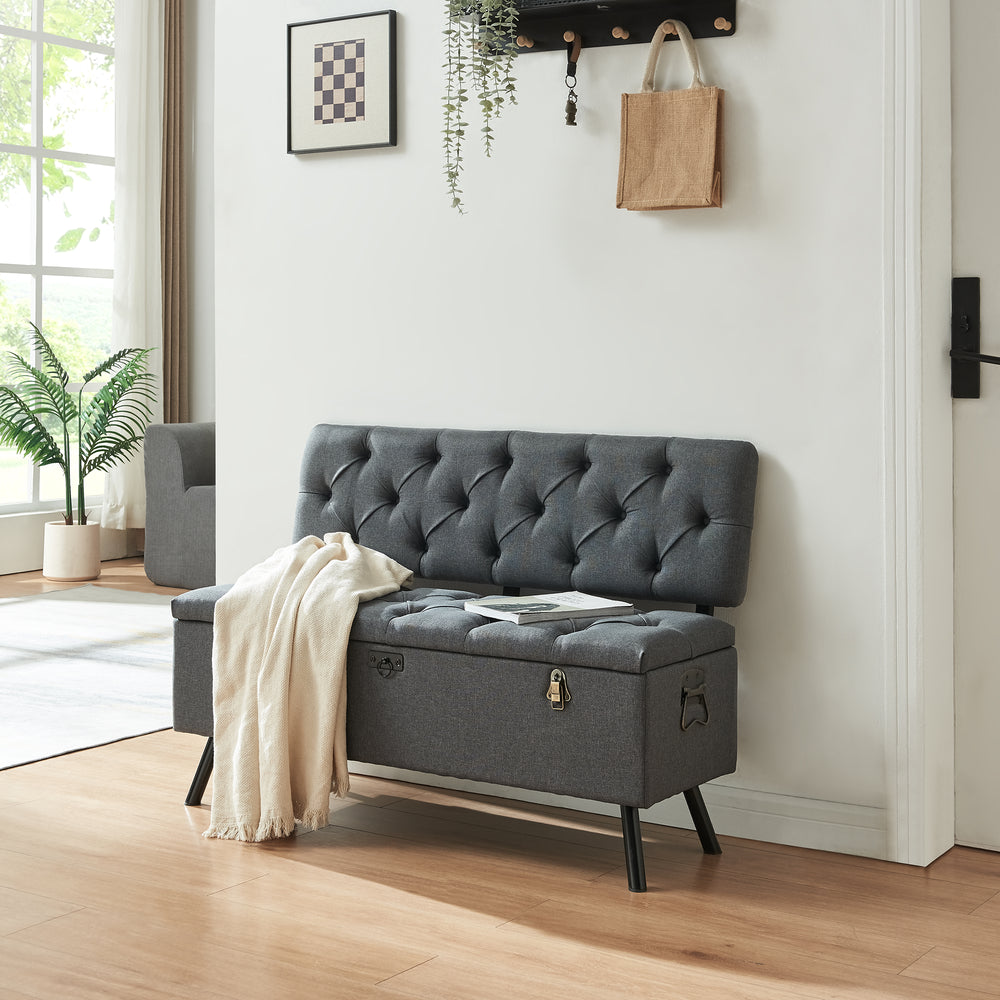 Banco Tapizado 110 x 48 x 75 cm Gris Oscuro [pro.tec]® 