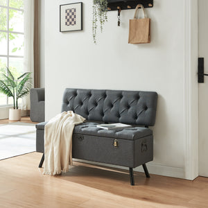 Banco Tapizado 110 x 48 x 75 cm Gris Oscuro [pro.tec]® 
