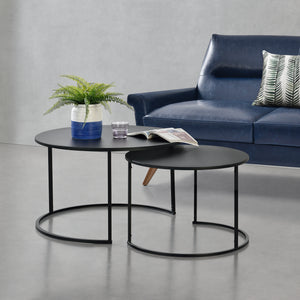 Conjunto de mesas de centro Korenica 2 piezas máx. 20-20 kg redondo negro [en.casa]