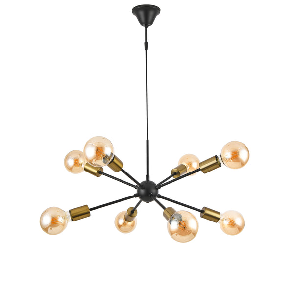 Lámpara colgante Amiens 8 luces E27 Negro / Color latón [lux.pro]