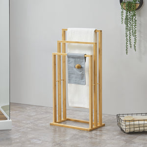 Soporte para toallas de bambú Rana 40x24x82 cm [en.casa]