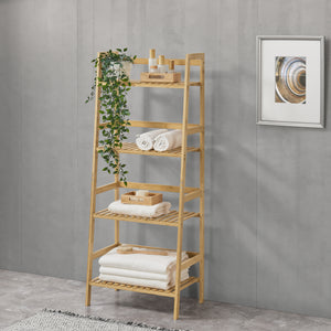 Estantería de escalera de bambú Vinje 48x32x123cm [en.casa]