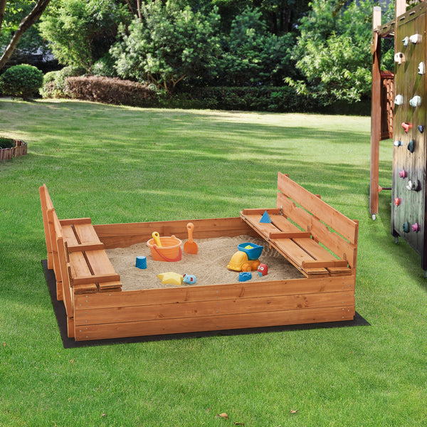 Arenero Campillos con asiento 23,5x118x114 cm Madera Natural [en.casa]