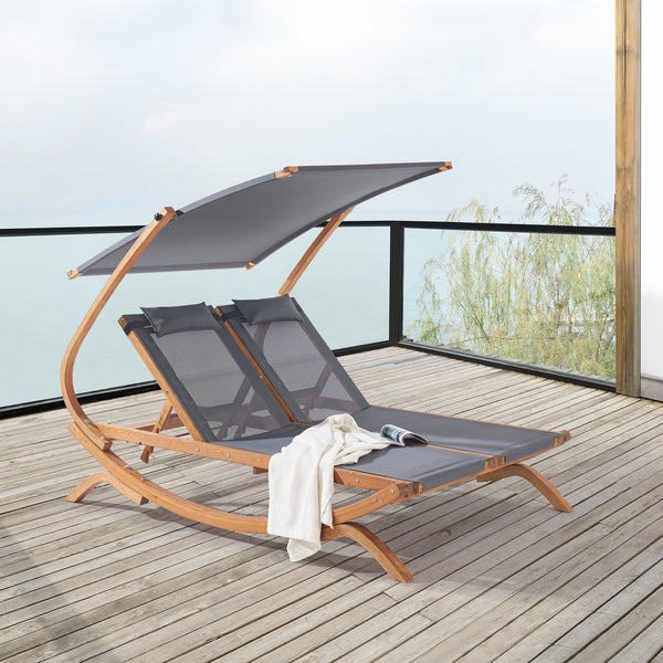 Tumbona doble Karystos 197x156x144cm Gris oscuro [en.casa]
