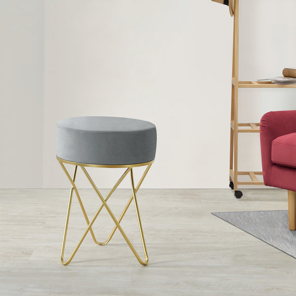 Taburete Beveren hasta aprox. 100 kg Gris/Color latón [en.casa]