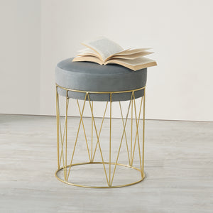 Taburete Melsele hasta aprox. 100 kg Gris/Color latón [en.casa]