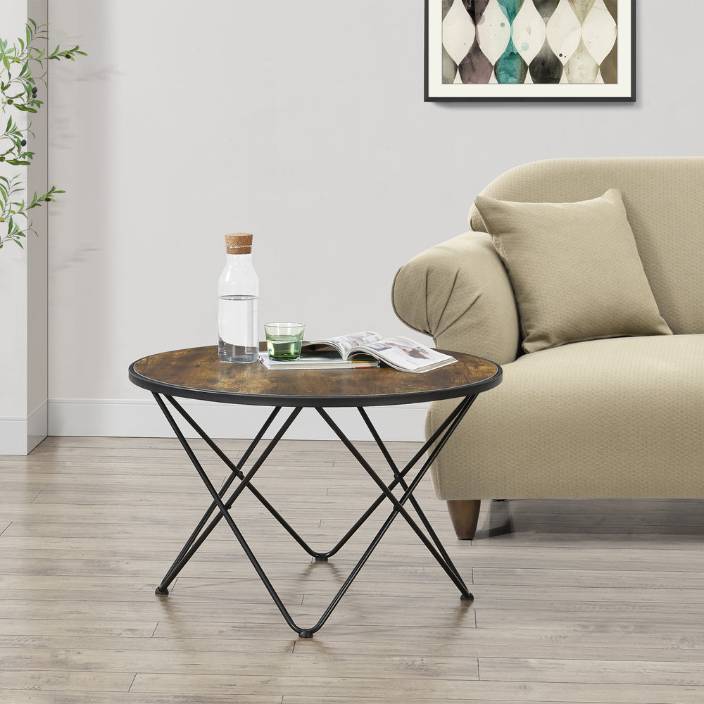 Mesa de centro Goskamark 80x50 cm estructura de acero tono madera oscura [en.casa] - premiumXL