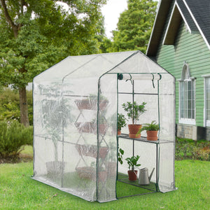 Invernadero Oosterhout con estantes 120x186x190cm Transparente [en.casa]