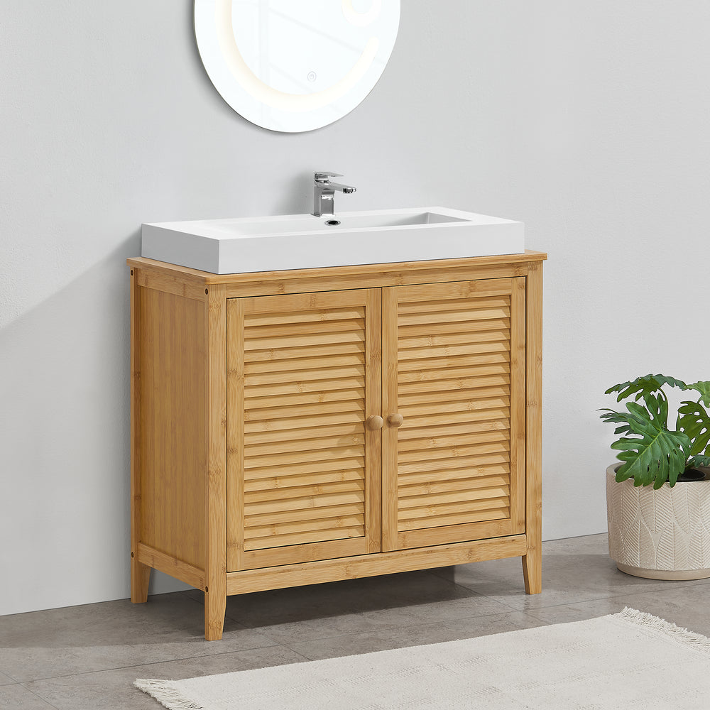 Mueble bajo lavabo de bambú Värmdö 60x67x30cm [en.casa] - premiumXL