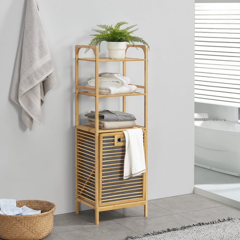 Estante de lavandería de bambú Tidaholm 118x39,5x30,5cm [en.casa] - premiumXL