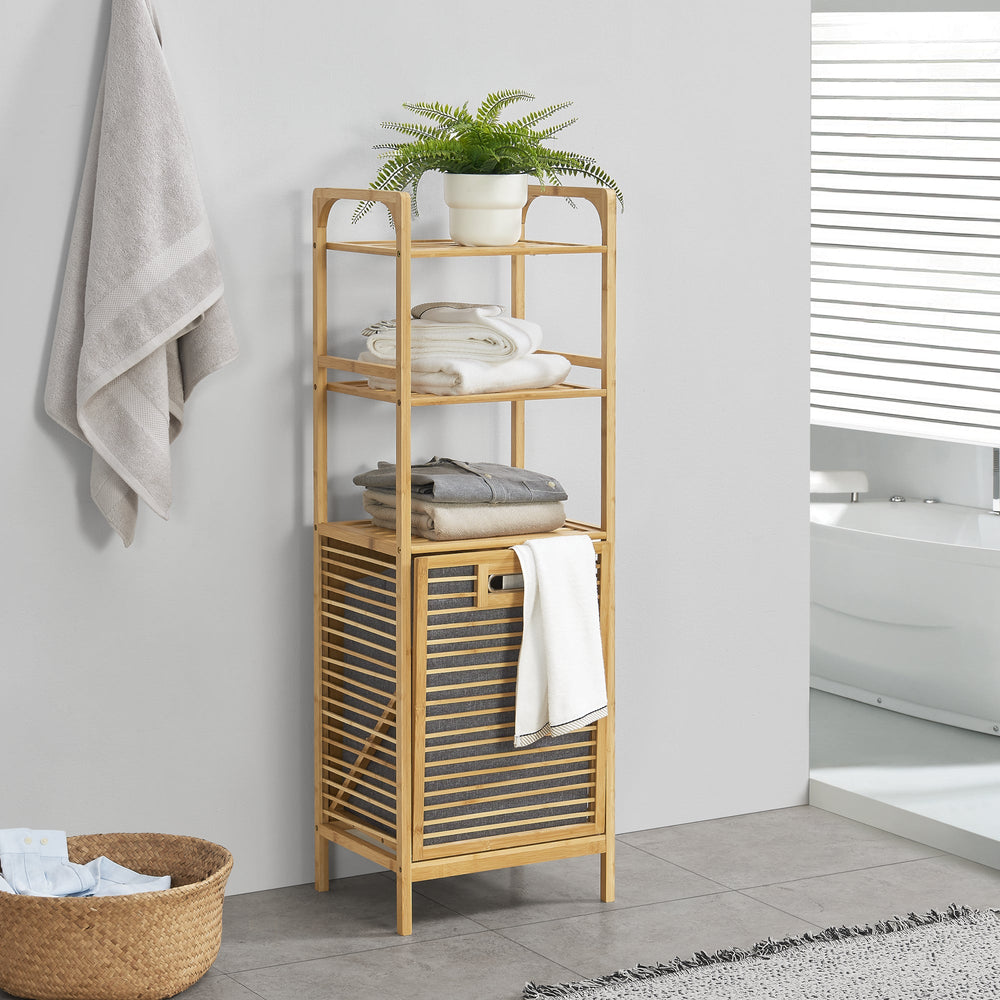 Estante de lavandería de bambú Tidaholm 118x39,5x30,5cm [en.casa] - premiumXL