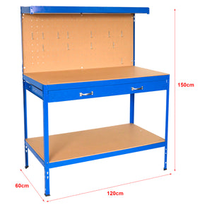 Banco de trabajo Berching estructura de acero 120x60x150cm azul [in.tec]