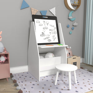 Mesa infantil con pizarra Ferrol 88x51x49 cm Blanco [en.casa]