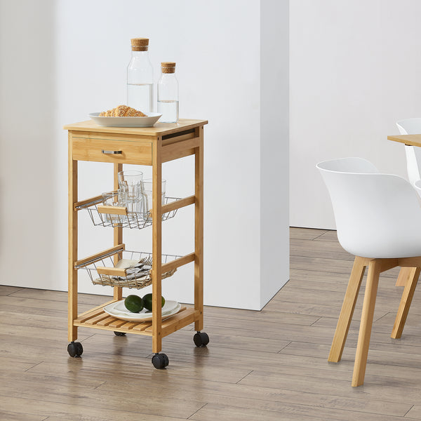 Carrito de cocina de bambú Stenungsund con cajón 76x36x36cm [en.casa]
