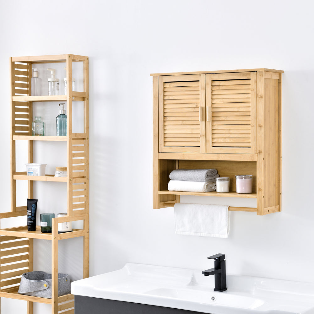 Armario de baño Tyresö armario colgante bambú 66 x 62 x 20 cm [en.casa] - premiumXL