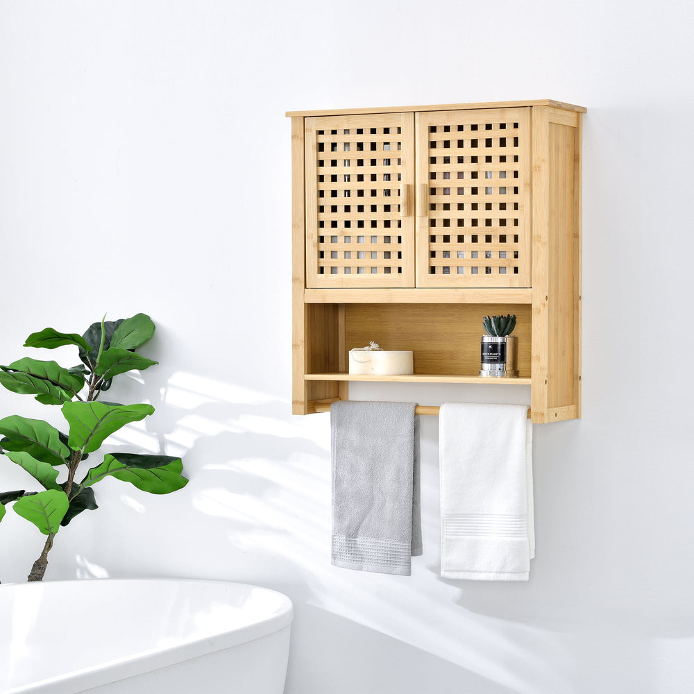 Armario de baño Borlänge armario de pared bambú 66 x 62 x 20 cm [en.casa] - premiumXL