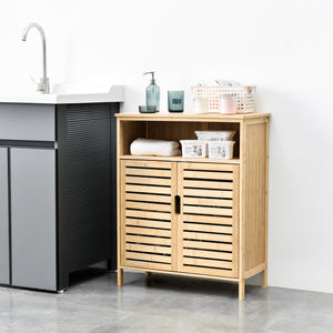 Armario de baño de bambú Eslöv 81x65,5x31 cm [en.casa]