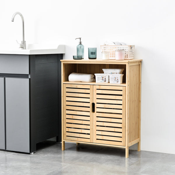Armario de baño de bambú Eslöv 81x65,5x31 cm [en.casa]