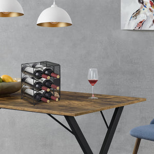 Estante para vino Drangedal para 6 botellas con contenedor de rejilla [en.casa]