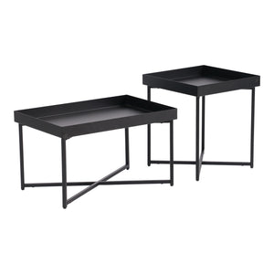 Set de manteles Heinola mesas de centro en juego de 2 acero negro [en.casa]