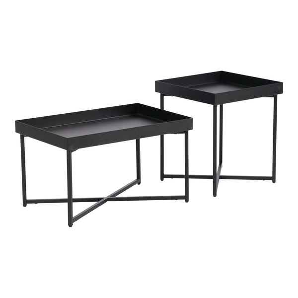 Set de manteles Heinola mesas de centro en juego de 2 acero negro [en.casa]