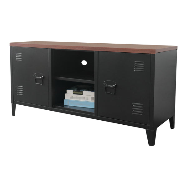 Mesa de televisión Pälkäne 58 x 113 x 40 cm Negro / aspecto madera [en.casa]