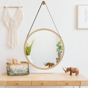 Espejo de pared de bambú Bykle redondo 38 cm [en.casa]