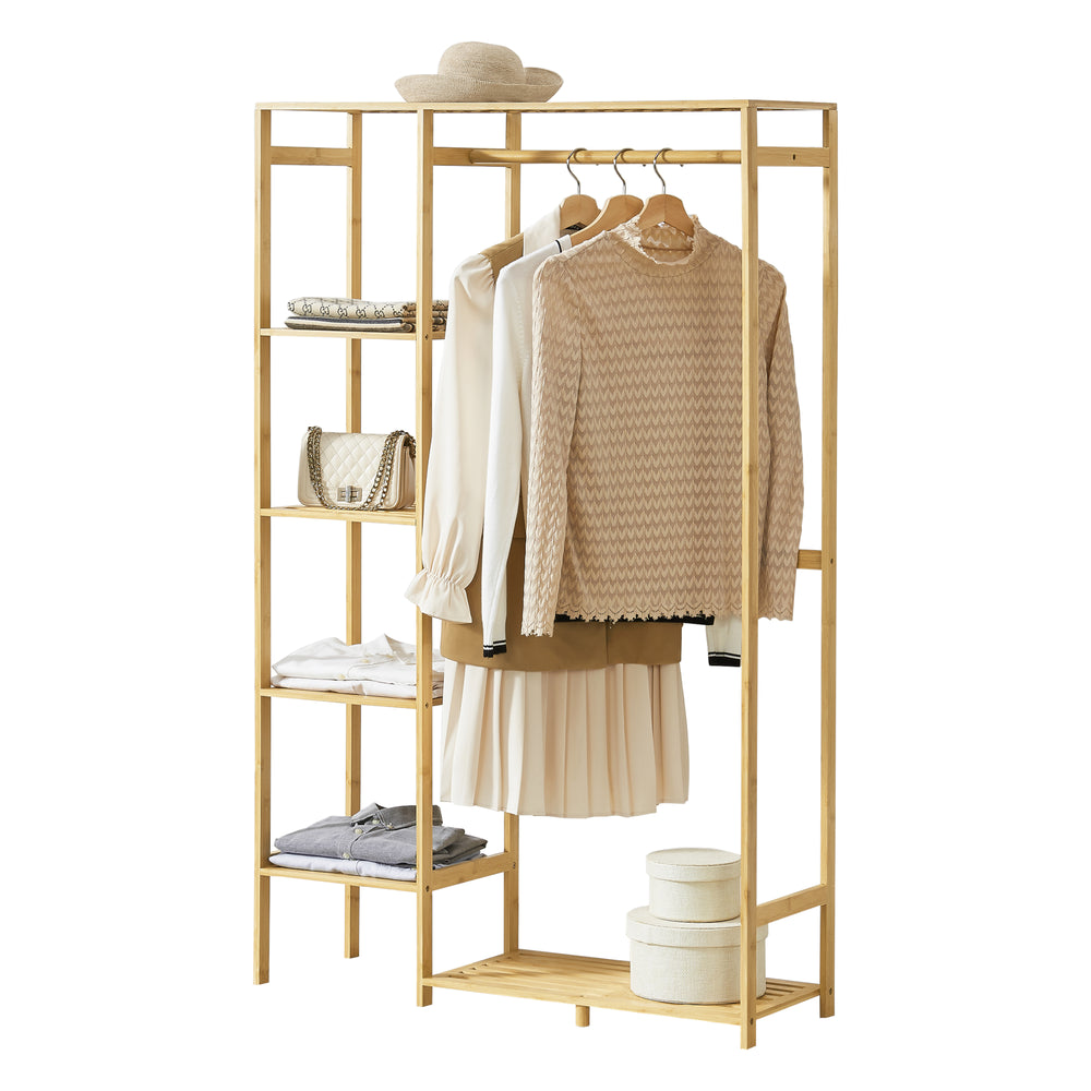 Perchero Eurajoki 139x100x40 cm bambú natural [en.casa] - premiumXL