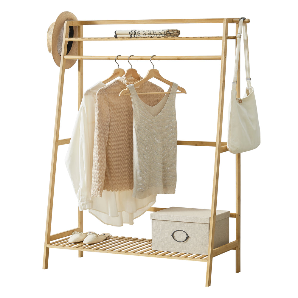 Perchero Föglö 139 x 100 x 40 cm bambú natural [en.casa] - premiumXL