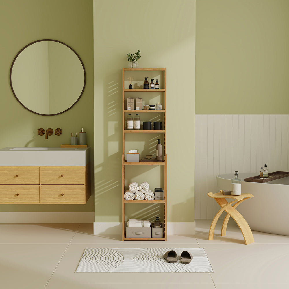 Estantería Forssa 165 x 42 x 28 cm bambú natural [en.casa] - premiumXL