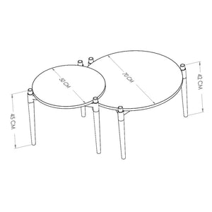 Mesa de centro Kristinestad con 2 tableros de mesa Natur [en.casa]