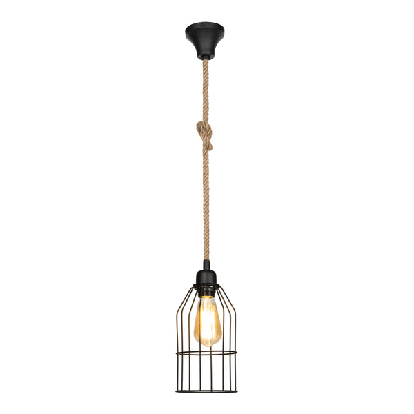 Lámpara colgante Ashford 24x14 cm 1 llama Negro/Color yute [lux.pro]