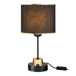 Lámpara de mesa Gravesend E27 Metal Textil Negro / Color latón [lux.pro]