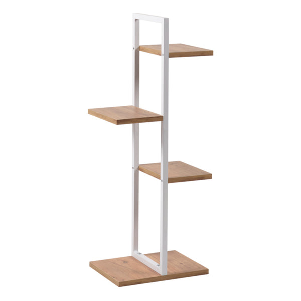 Estantería para plantas Blaabjerg Metal 90x35x26cm Blanco / aspecto nogal [en.casa]