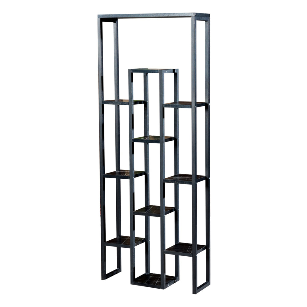 Estantería para plantas Blaavandshuk 150 x 60 x 19 cm negro / efecto mármol [en.casa] - premiumXL
