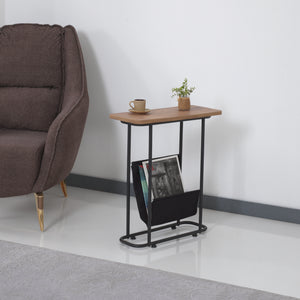 Mesa auxiliar Bov 64 x 55 x 24 cm Negro / aspecto nogal [en.casa]