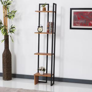 Estantería Bjergsted con 4 estantes 150x36x21 cm Negro/Aspecto nogal [en.casa]