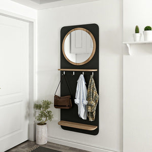 Panel de vestuario Helsinge con espejo 150x60x15 cm Negro [en.casa]