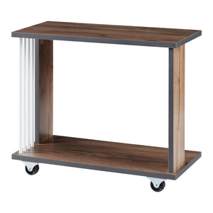 Mesa auxiliar Haarby con 4 ruedas 42x50x24 cm aspecto roble [en.casa]
