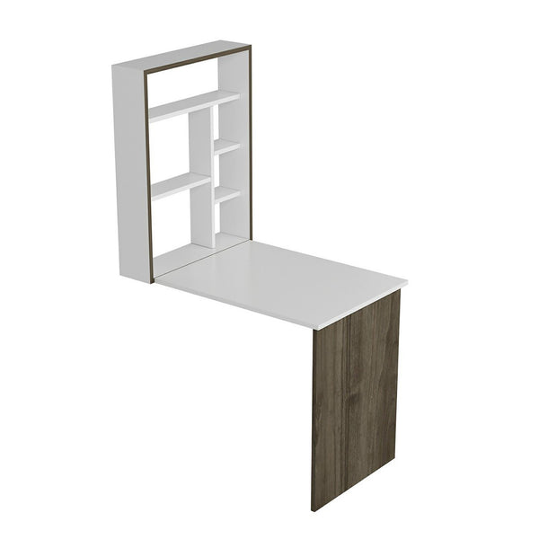 Mesa plegable Greve Blanco / aspecto nogal [en.casa]