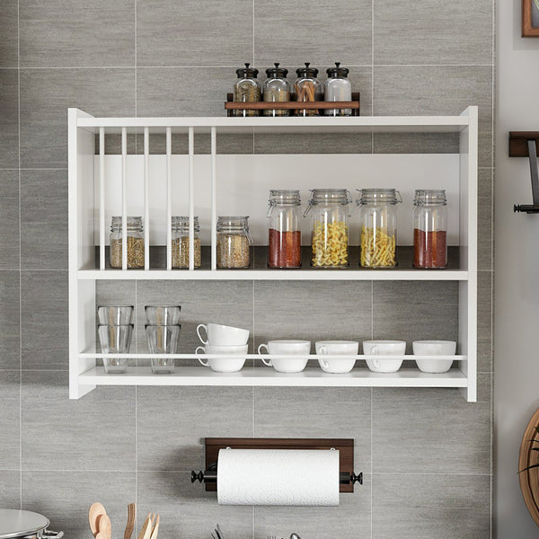 Estantería de pared Helsingør con 3 estantes Blanco [en.casa]