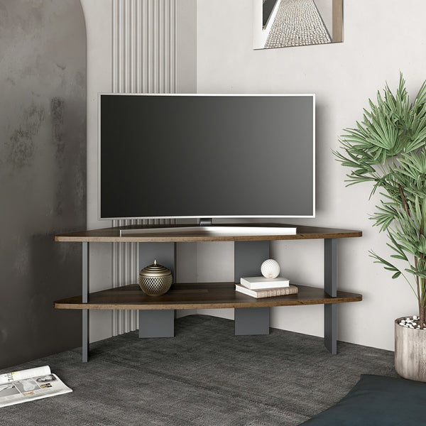 Mesa de televisión Fredensborg 45x116x40 cm aspecto madera reciclada / antracita [en.casa]