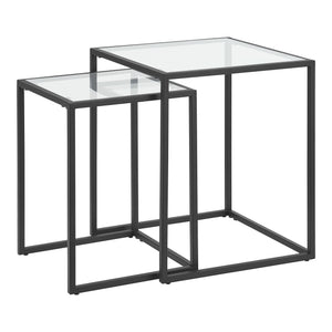 Mesa de comedor Holstebro Negro/Transparente [en.casa]
