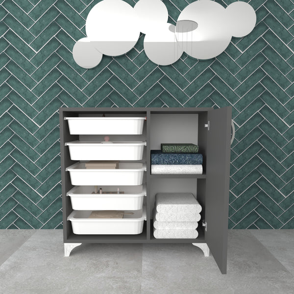 Armario auxiliar Lødingen con 5 cestas de almacenamiento Antracita / Blanco [en.casa]