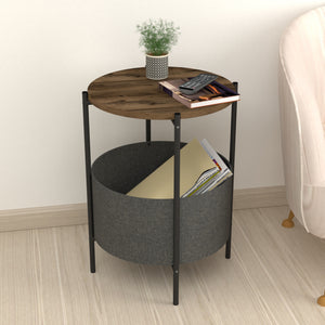 Mesa auxiliar Hofors 60x43cm Antracita / aspecto roble, antiguo [en.casa]