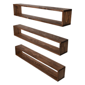 Estantería de pared Næstved en juego de 3 piezas Madera de pino, teñida [en.casa]