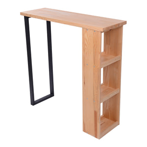 Mesa alta Nørager con estantería de madera de pino [en.casa]