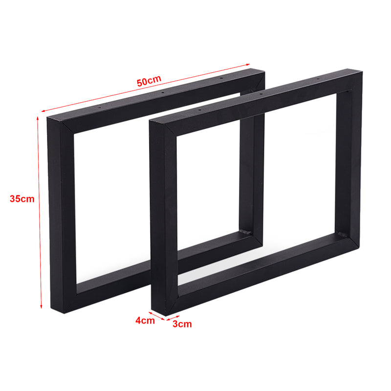 Esquema acotado Estructura de mesa Lunderskov juego de 2 acero 35x50cm negro [en.casa]